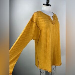 💚 3111. Mustard Ribbed Long Sleeve Top
